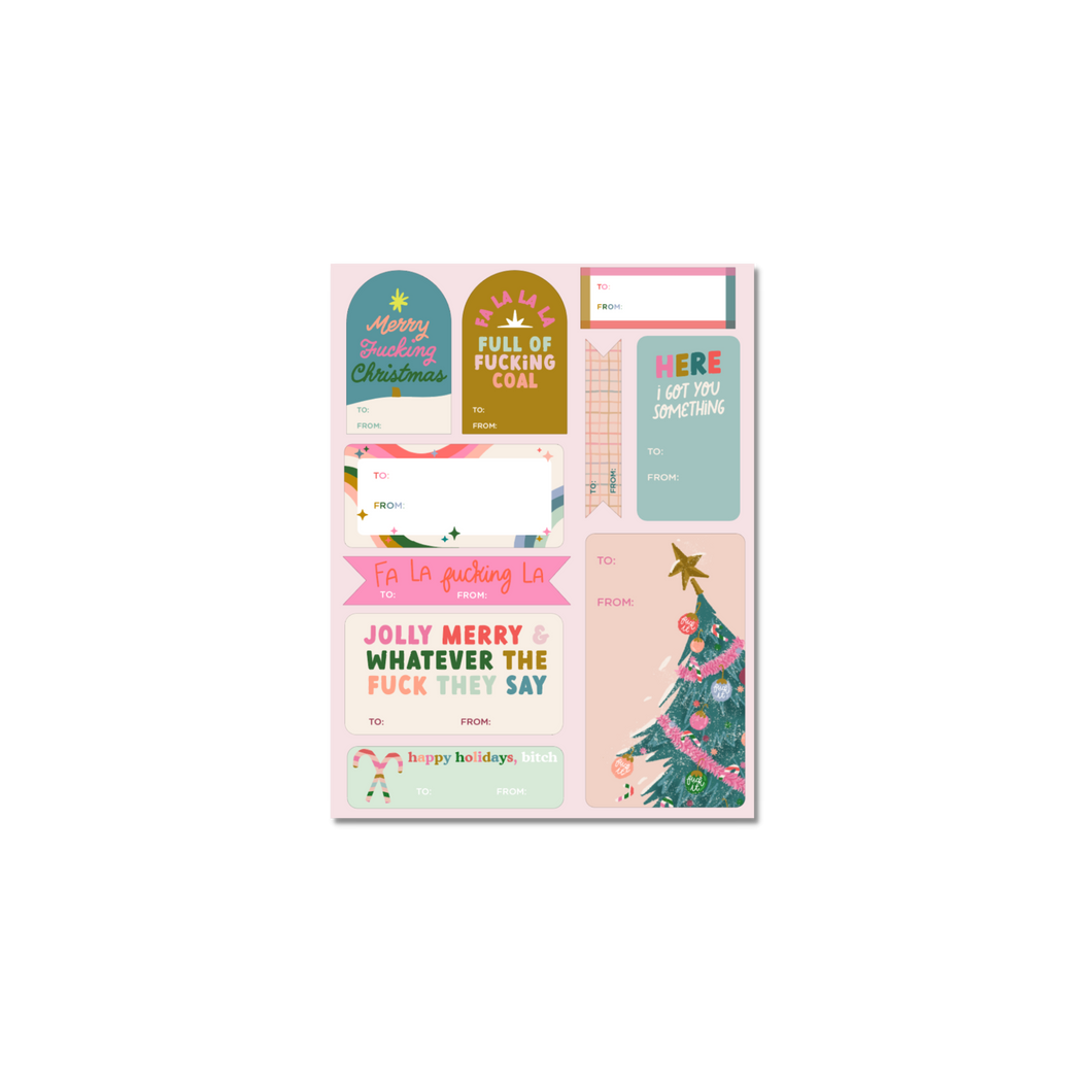 Holiday Gift Label Sticker Sheets: Merry Fucking Christmas!