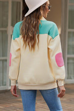 Load image into Gallery viewer, Color Block Half Snap Drawstring Sweatshirt
