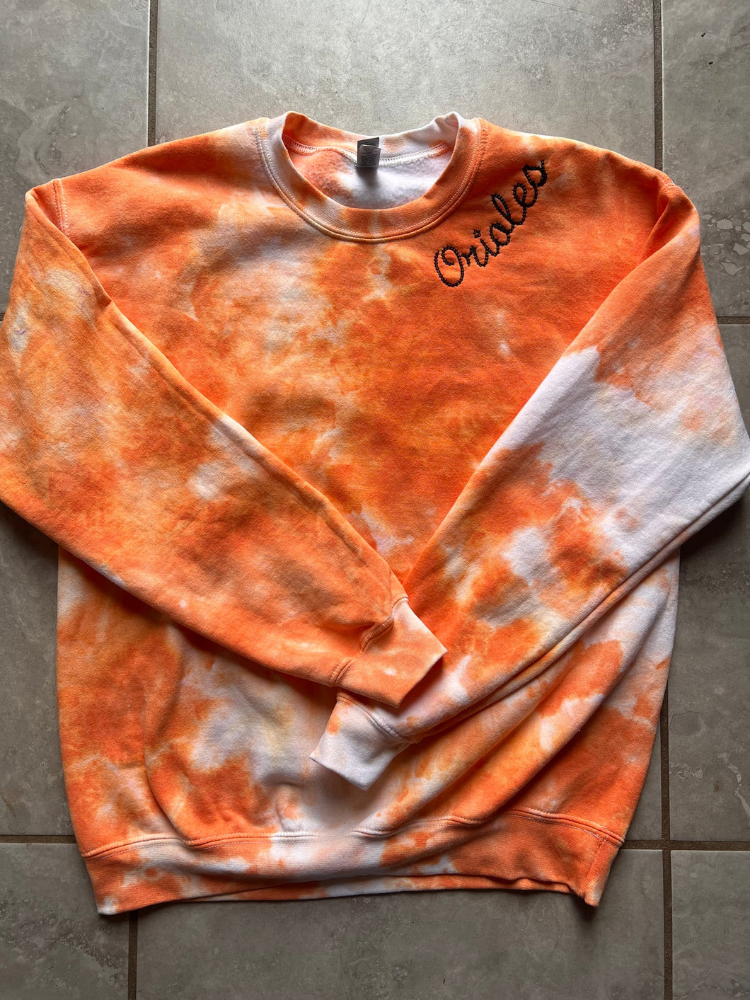 Oriole Baseball tie dyed crew neck sweatshirt- PRE ORDER- 2 week turnaround