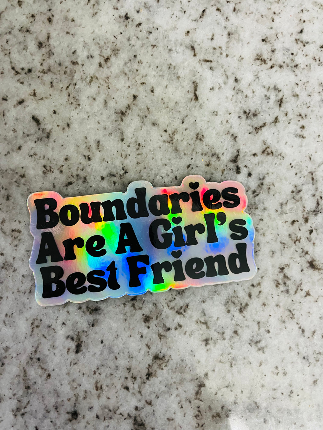 boundaries are a girls best friend holographic sticker