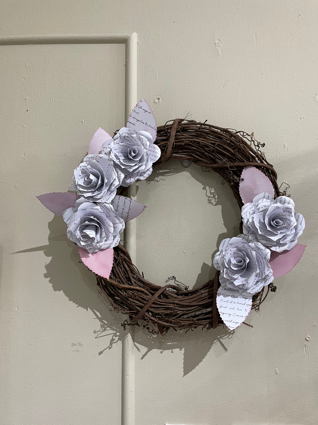 Wreath with paper flowers